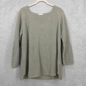 Chelsea Rose‎ NYC Olive Green Metallic Knit Long Sleeve Sweater Top Size 40
